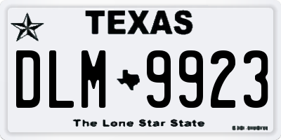 TX license plate DLM9923