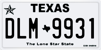 TX license plate DLM9931