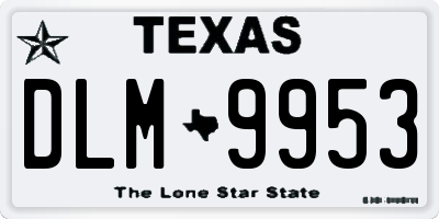 TX license plate DLM9953