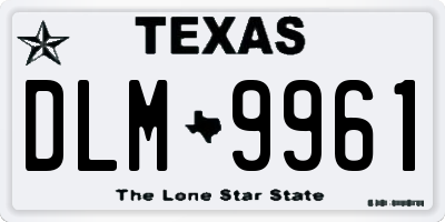 TX license plate DLM9961