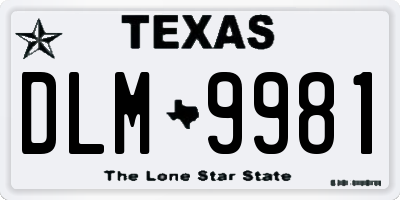 TX license plate DLM9981