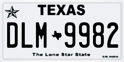 TX license plate DLM9982