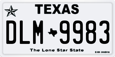 TX license plate DLM9983