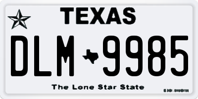 TX license plate DLM9985