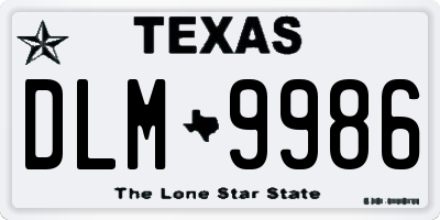 TX license plate DLM9986
