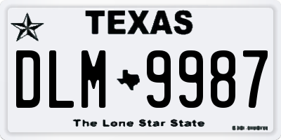 TX license plate DLM9987