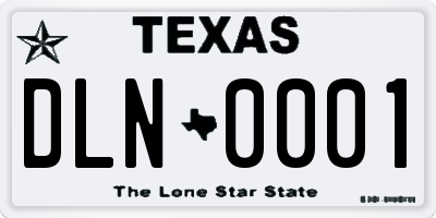 TX license plate DLN0001