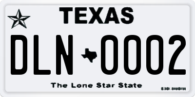 TX license plate DLN0002