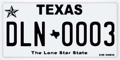 TX license plate DLN0003