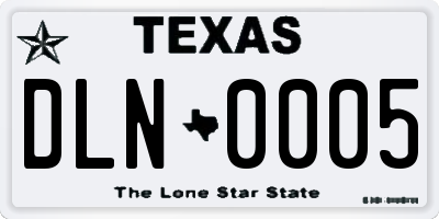 TX license plate DLN0005
