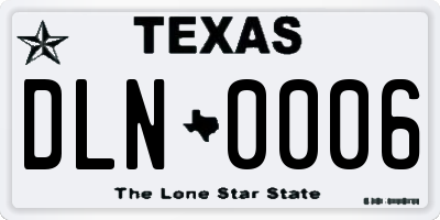 TX license plate DLN0006