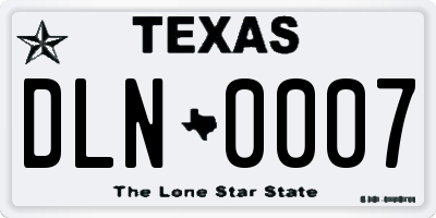 TX license plate DLN0007