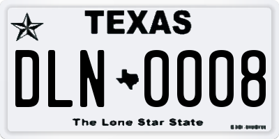TX license plate DLN0008