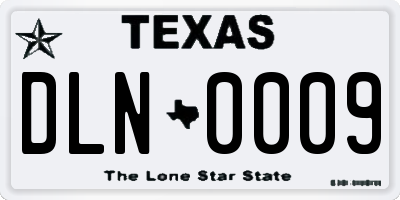 TX license plate DLN0009