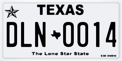 TX license plate DLN0014