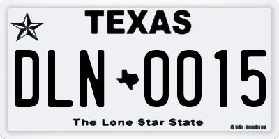 TX license plate DLN0015