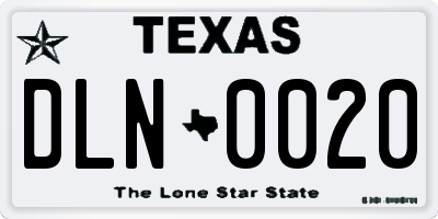 TX license plate DLN0020