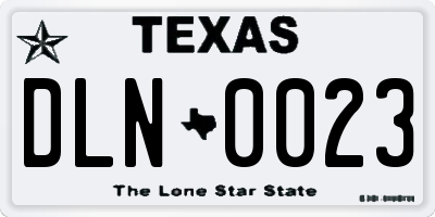 TX license plate DLN0023