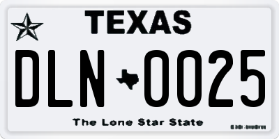 TX license plate DLN0025