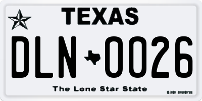 TX license plate DLN0026