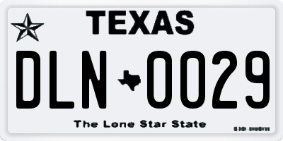 TX license plate DLN0029