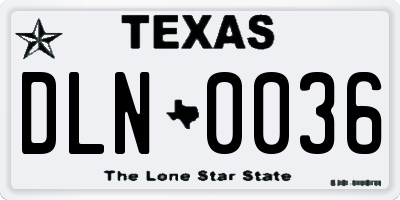 TX license plate DLN0036