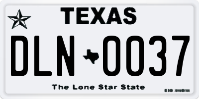 TX license plate DLN0037