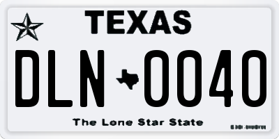 TX license plate DLN0040