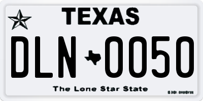 TX license plate DLN0050