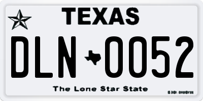 TX license plate DLN0052
