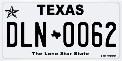 TX license plate DLN0062