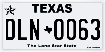 TX license plate DLN0063