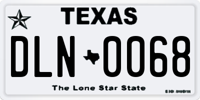 TX license plate DLN0068