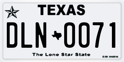 TX license plate DLN0071