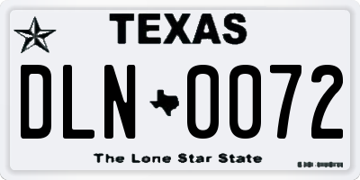 TX license plate DLN0072