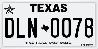 TX license plate DLN0078