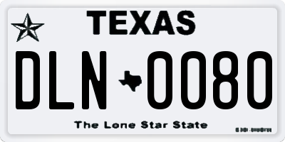 TX license plate DLN0080