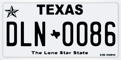 TX license plate DLN0086