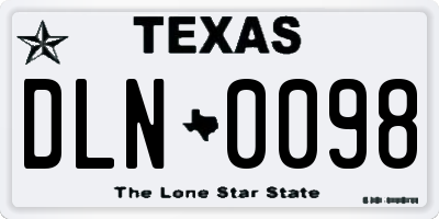 TX license plate DLN0098