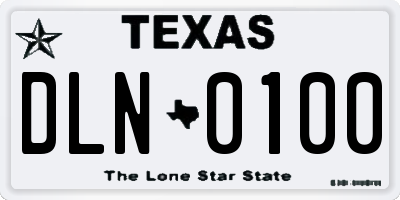 TX license plate DLN0100