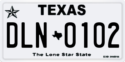 TX license plate DLN0102