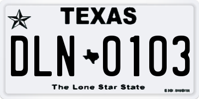 TX license plate DLN0103
