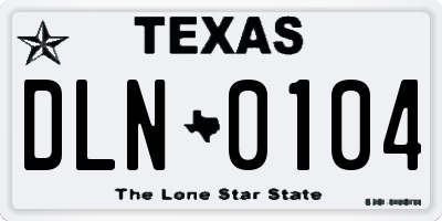TX license plate DLN0104