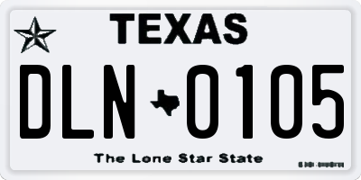 TX license plate DLN0105