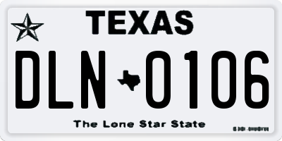 TX license plate DLN0106