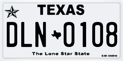 TX license plate DLN0108