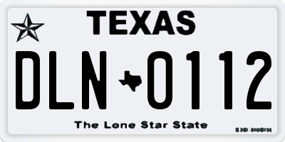 TX license plate DLN0112