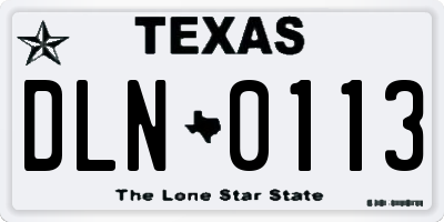 TX license plate DLN0113
