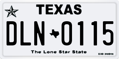 TX license plate DLN0115