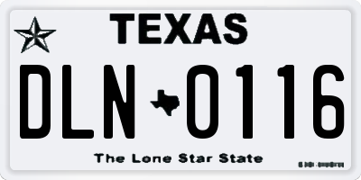 TX license plate DLN0116